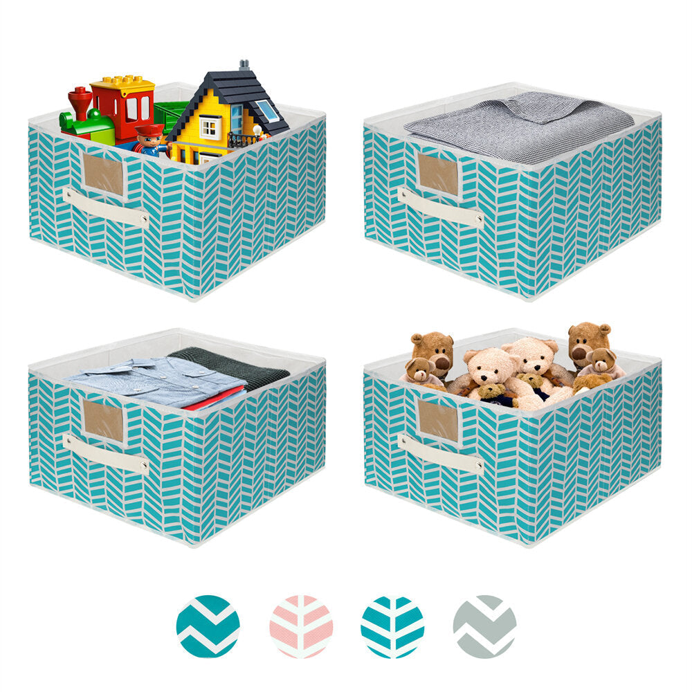 Non-woven Fabric Storage Basket Large Capacity Foldable Storage Bin with Two Handles Image 4