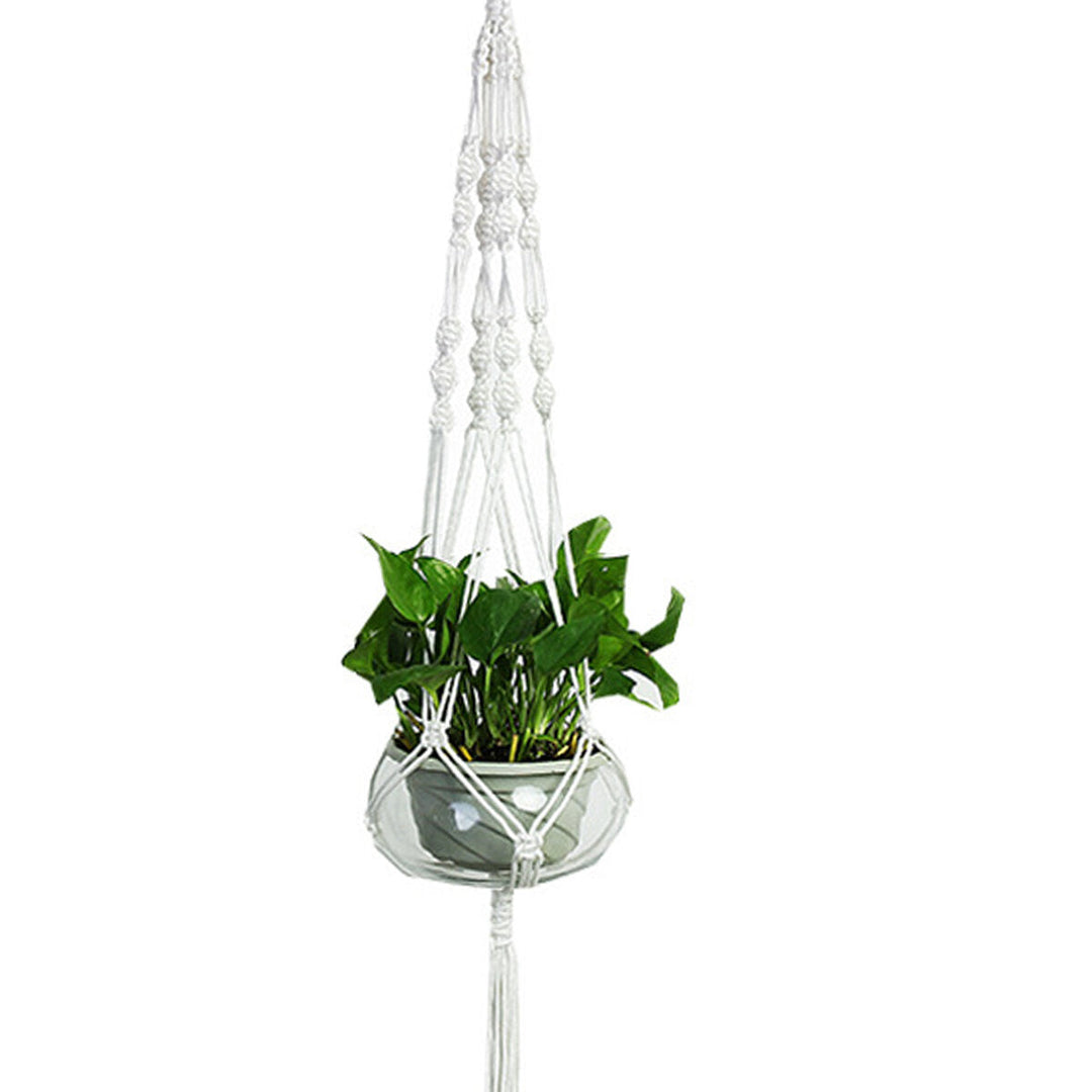 Nylon Rope Tassel Flower Pot Hanging Basket Net Knotted Rope Plant Holder Image 5