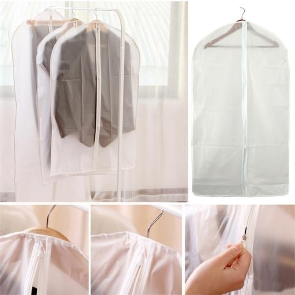 PEVA Foldable Translucent Clear Washable Coat Suits Clothes Garment Protective Cover Storage Bag Image 1