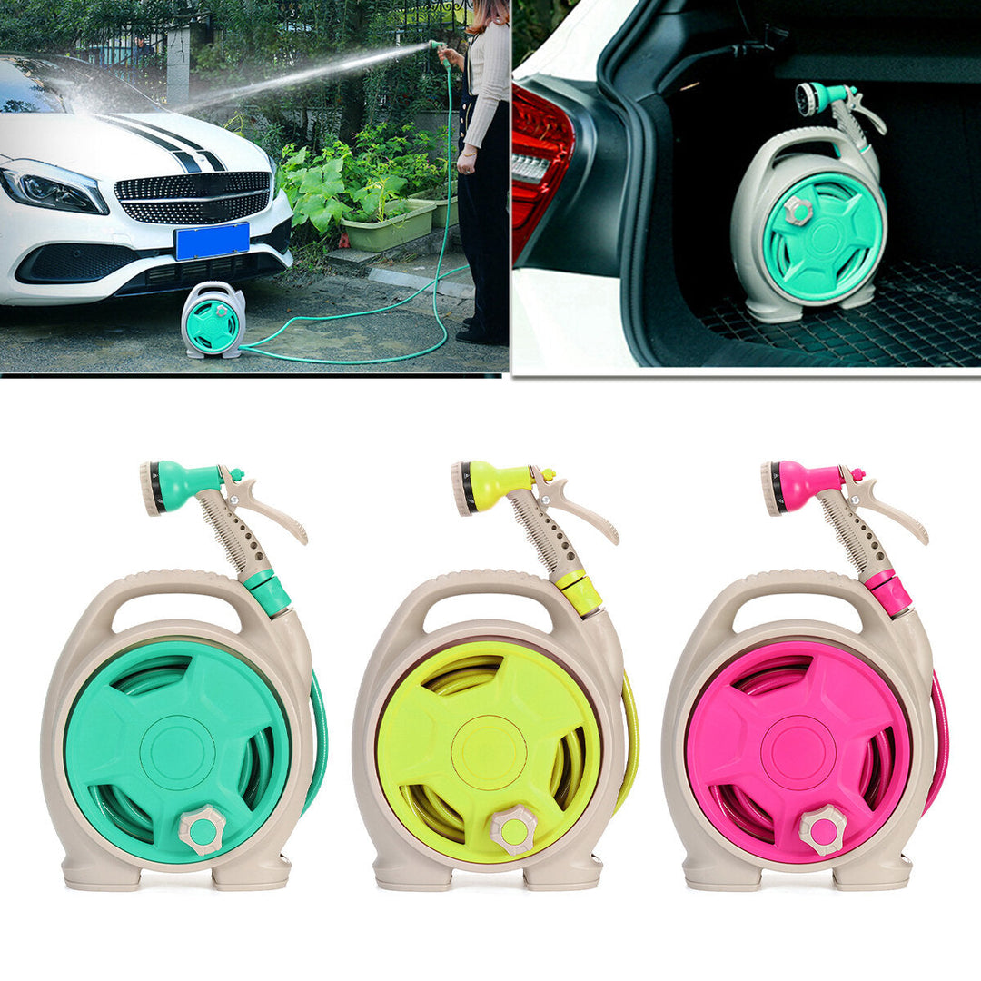 Portable Watering Irrigation Garden Water Spray Car Washing Hose Pipe Reel Image 6