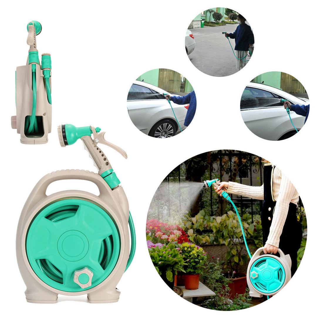 Portable Watering Irrigation Garden Water Spray Car Washing Hose Pipe Reel Image 7