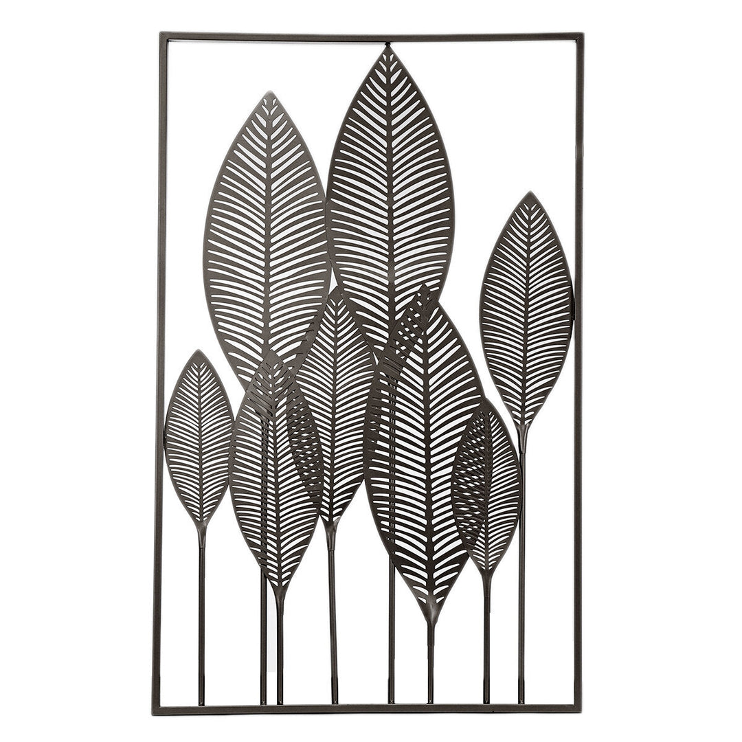 Rectangle Metal Wall Art Hanging Iron Sculpture Leaf Home Hotel Decor 53x84.5cm Image 1