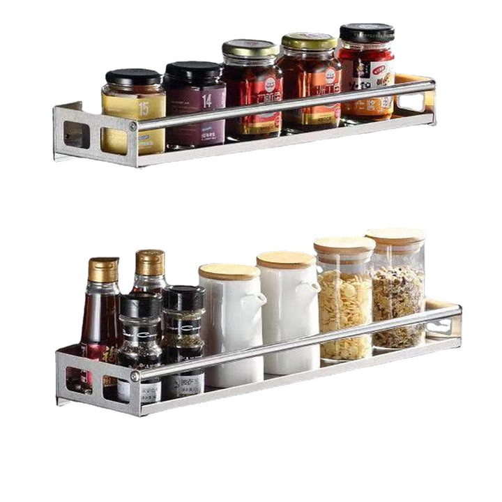 Punch-free Modern Nordic Style Kitchen Organizer Wall Mount Bracket Storage Rack Spice Jar Rack Bathroom Rack Image 2