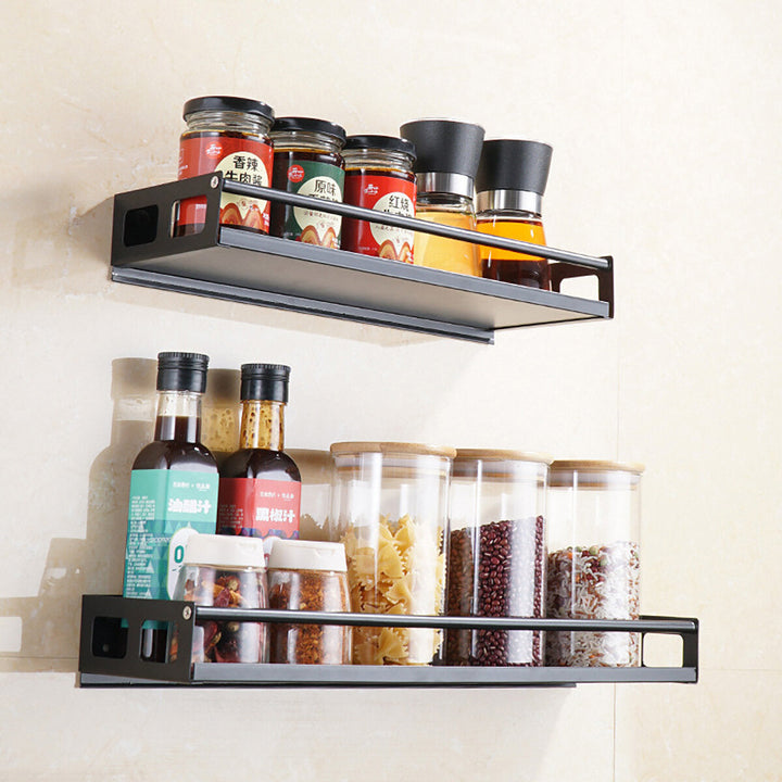 Punch-free Modern Nordic Style Kitchen Organizer Wall Mount Bracket Storage Rack Spice Jar Rack Cabinet Shelf DTTT Image 3