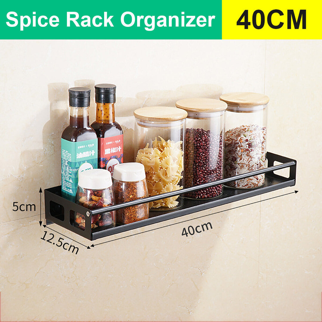 Punch-free Modern Nordic Style Kitchen Organizer Wall Mount Bracket Storage Rack Spice Jar Rack Cabinet Shelf DTTT Image 5