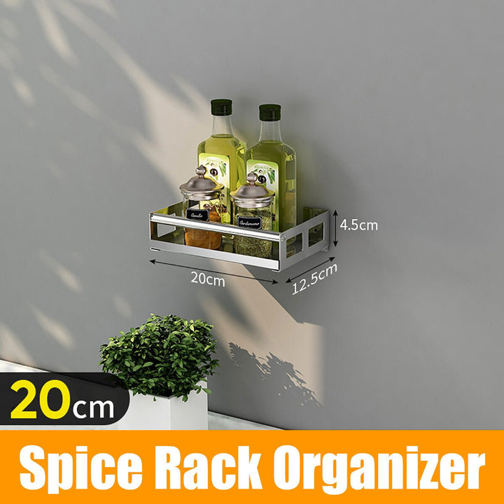 Punch-free Modern Nordic Style Kitchen Organizer Wall Mount Bracket Storage Rack Spice Jar Rack Bathroom Rack Image 6