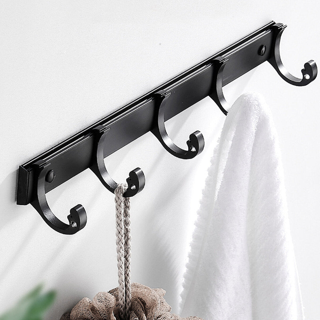 Punch-free Wall Hanging Hook Metal Row Hook Sticky Hook Space Aluminum Clothes Coat Hook Image 5