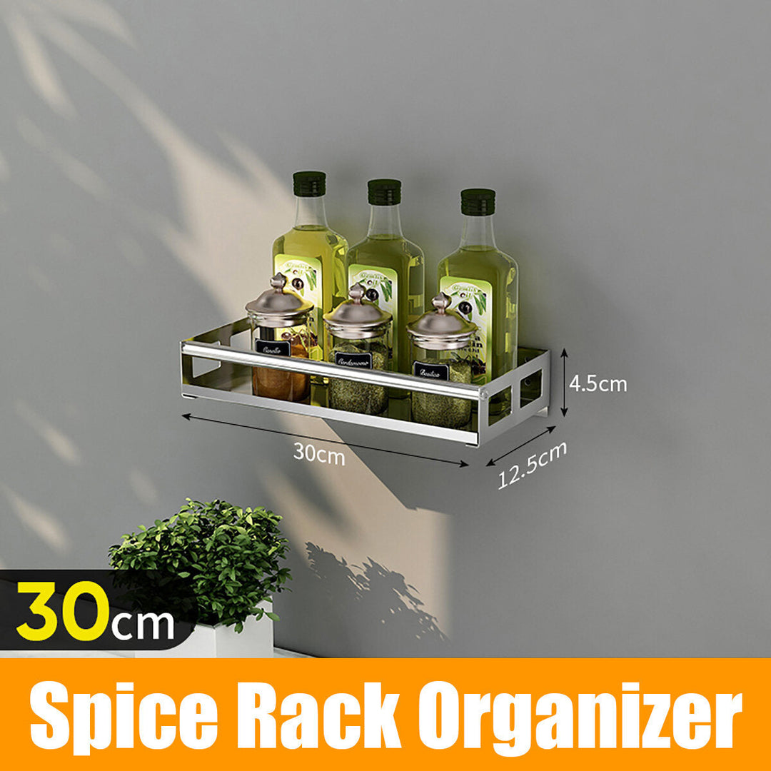 Punch-free Modern Nordic Style Kitchen Organizer Wall Mount Bracket Storage Rack Spice Jar Rack Bathroom Rack Image 7