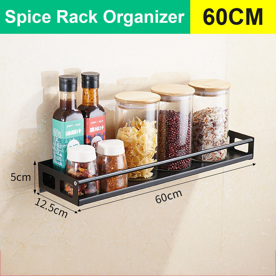 Punch-free Modern Nordic Style Kitchen Organizer Wall Mount Bracket Storage Rack Spice Jar Rack Cabinet Shelf DTTT Image 7