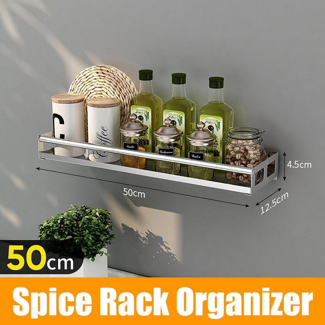 Punch-free Modern Nordic Style Kitchen Organizer Wall Mount Bracket Storage Rack Spice Jar Rack Bathroom Rack Image 9