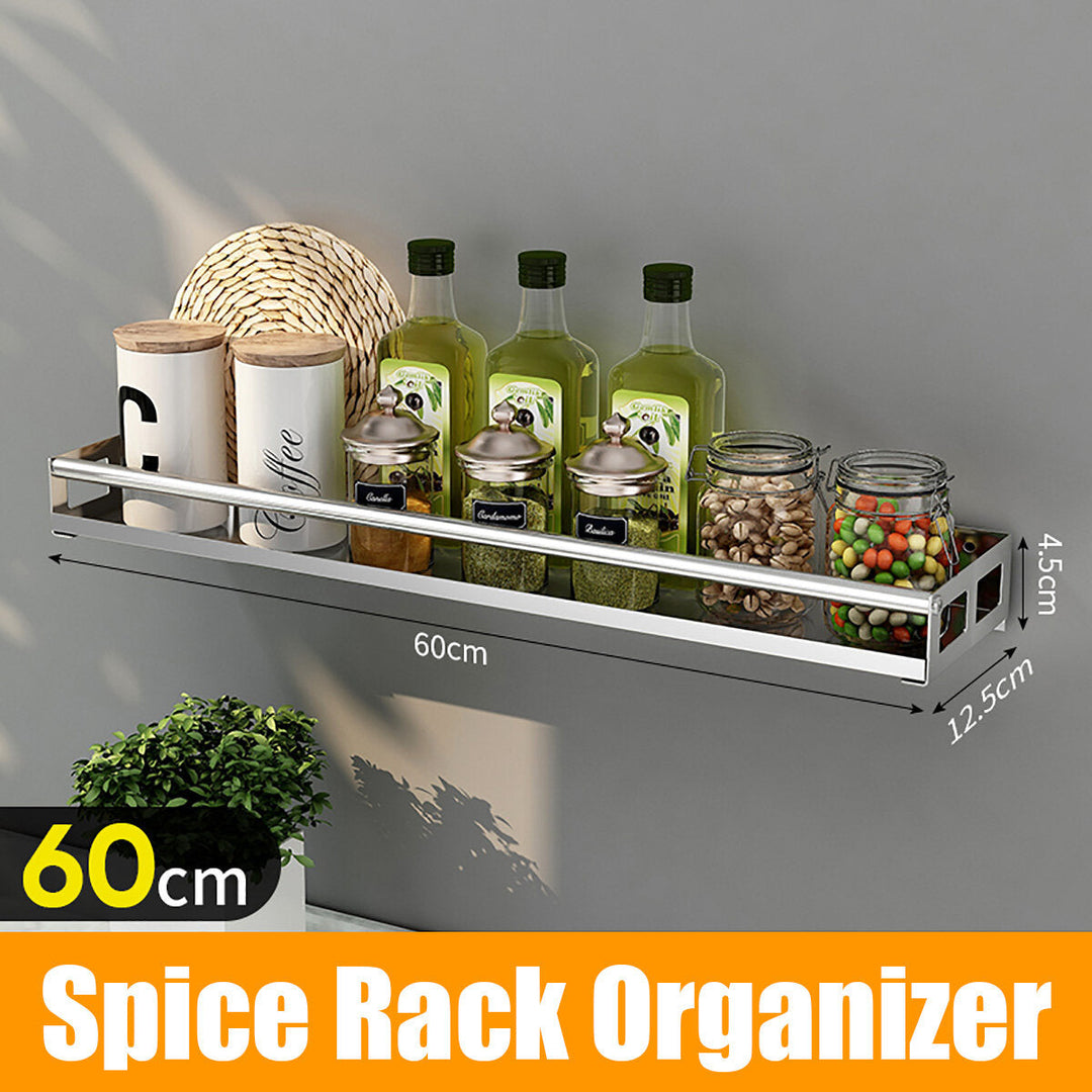 Punch-free Modern Nordic Style Kitchen Organizer Wall Mount Bracket Storage Rack Spice Jar Rack Bathroom Rack Image 10