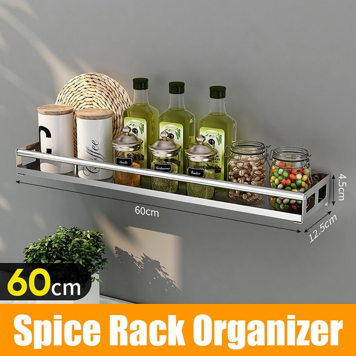 Punch-free Modern Nordic Style Kitchen Organizer Wall Mount Bracket Storage Rack Spice Jar Rack Bathroom Rack Image 1