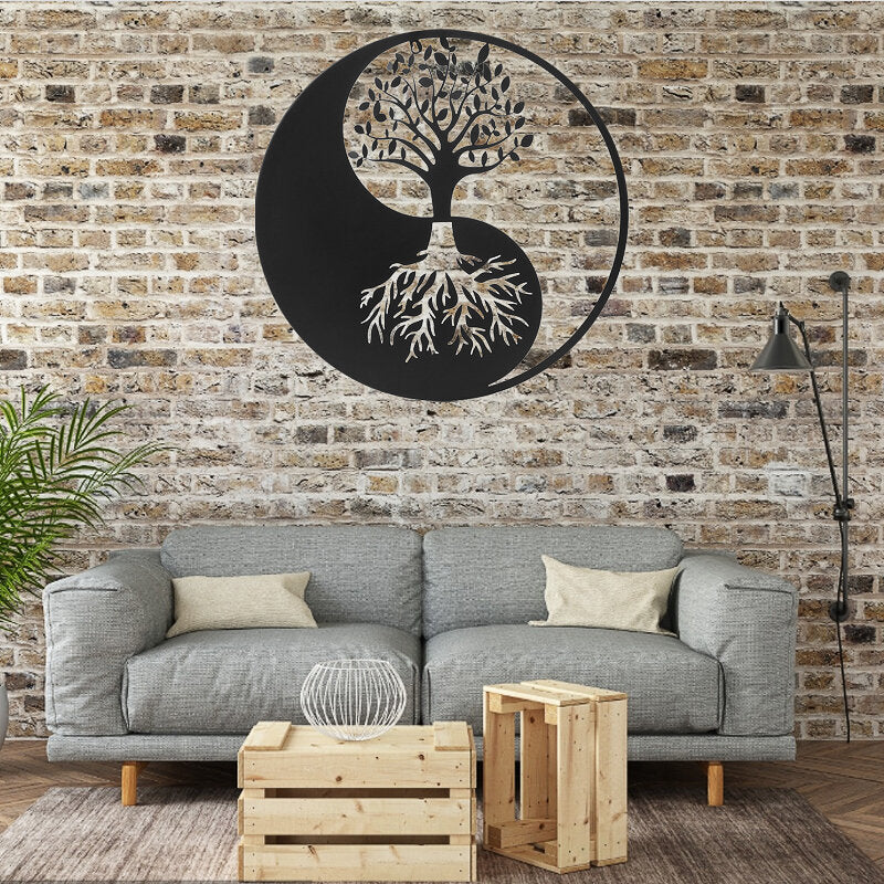 Tree Of Life Hanging Wall Metal Art Round Hanging Sculpture Image 5