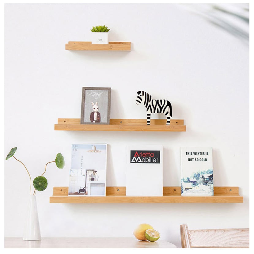 Wall-mounted Stable U-shaped Bamboo Wood Storage Shelf Living Room Tool Storage Shelf Rack Image 1