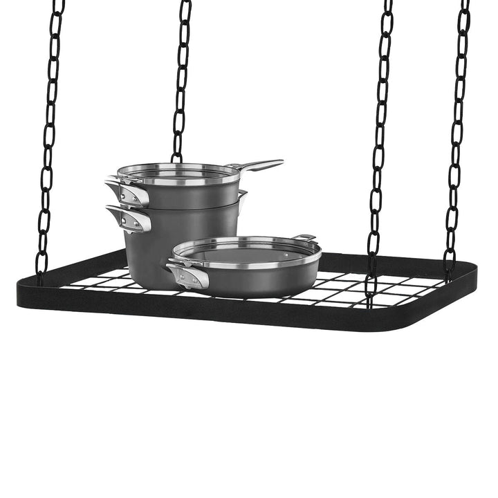 Wrought Iron Kitchen Storage Rack Black Pot Storage Hanging Shelf Strong Bearing Pot Cover Storage Rack Image 1