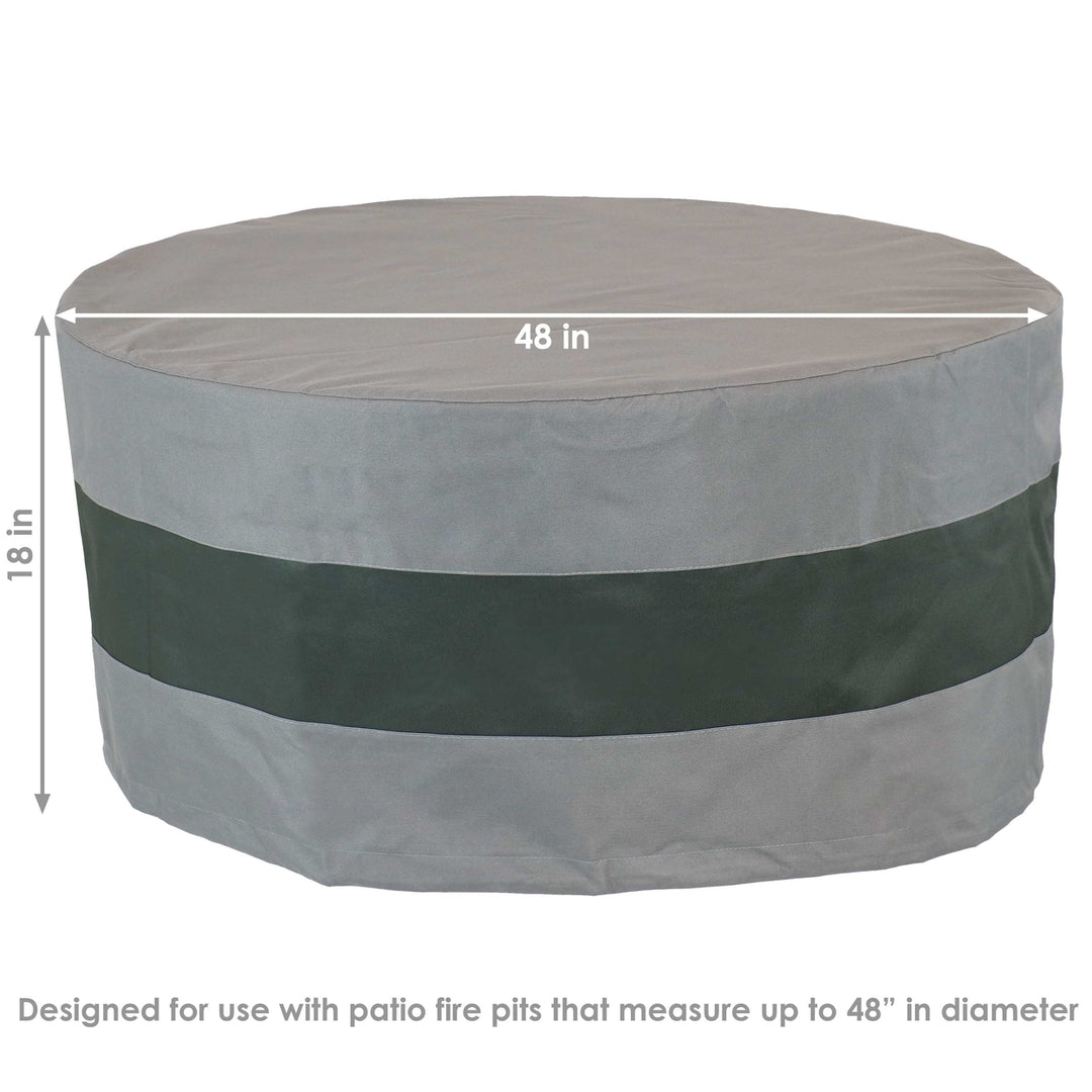 Sunnydaze 48 in 2-Tone Polyester Round Outdoor Fire Pit Cover - Gray/Green Image 3