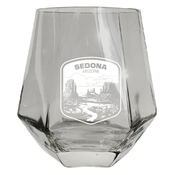 Sedona Arizona Souvenir Wine Glass EngravedDiamond 15 oz clear Iridescent Image 2