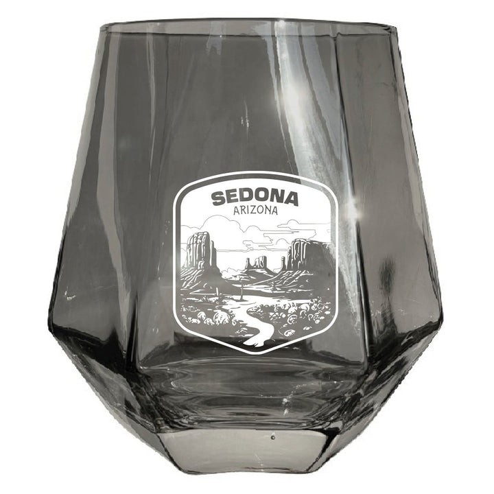 Sedona Arizona Souvenir Wine Glass EngravedDiamond 15 oz clear Iridescent Image 3