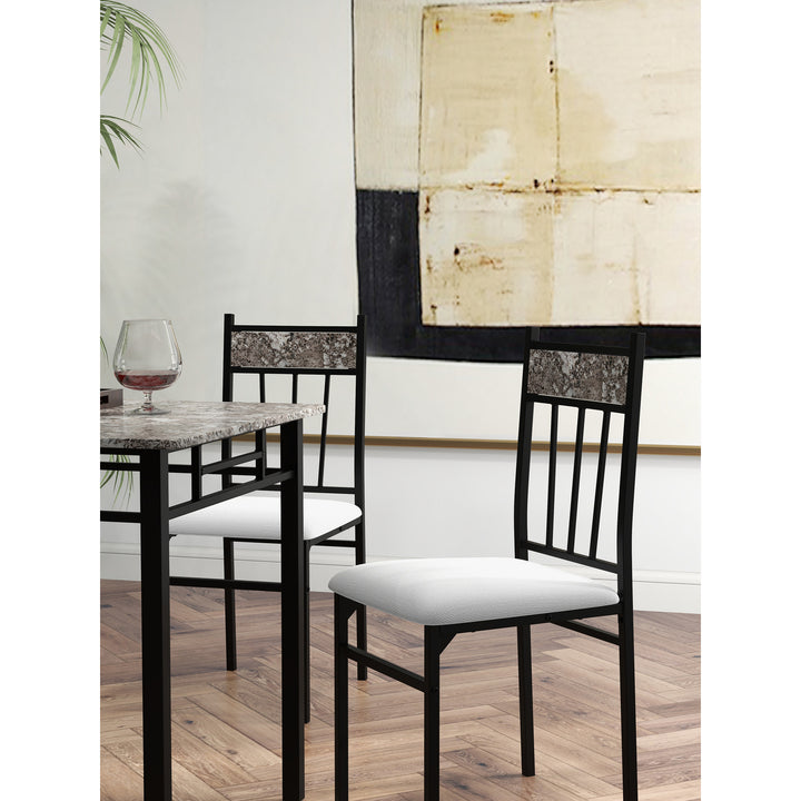 5 Piece Faux Marble Dining Set Table and 4 Chairs Kitchen Breakfast Furniture Image 7