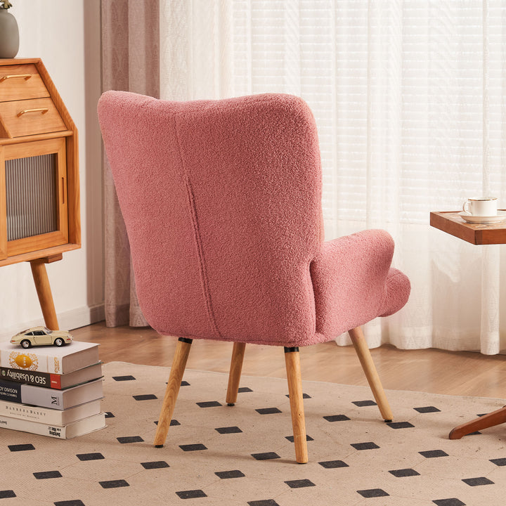 Plush Teddy Velvet Chair with High Back and Soft Padded Cozy Armchair for Living Room Bedroom Studyroom Image 8