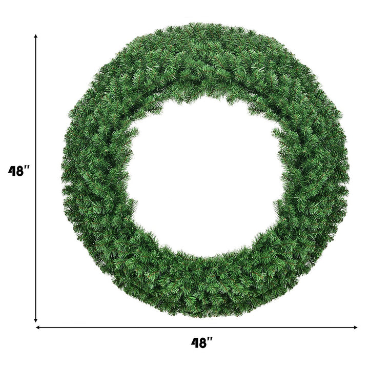 48 Pre-lit Cordless Artificial Christmas Wreath 714 Tips w/ 200 LED LightandTimer Image 2