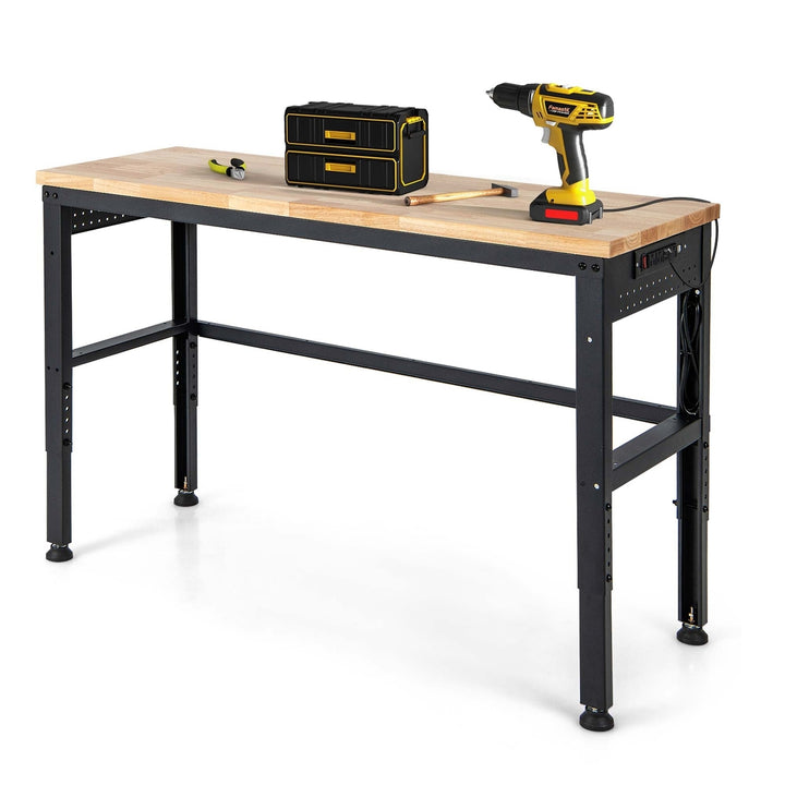 53" Adjustable Height Workbench 1760lbs Capacity Workstation w/ Power Outlets Image 10