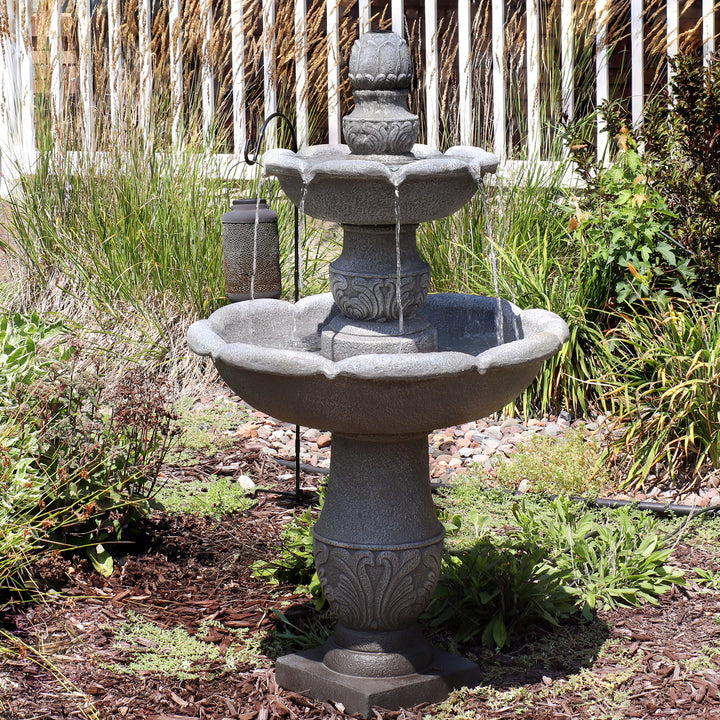 Sunnydaze French Garden Reinforced Concrete Outdoor 2-Tier Water Fountain Image 4