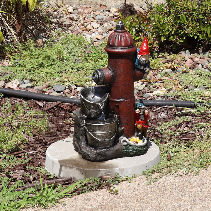 Sunnydaze Electric Fire Hydrant Gnome Water Fountain with LED Light - 16 in Image 4