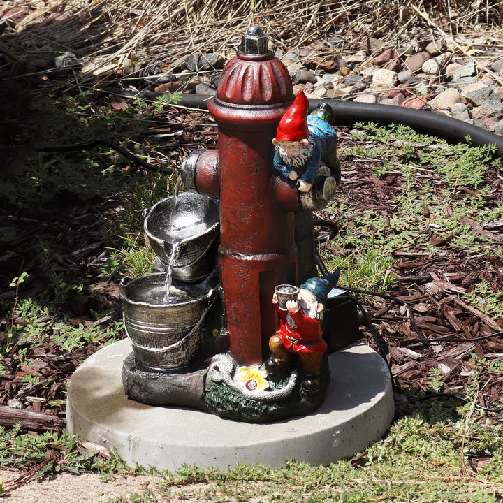 Sunnydaze Electric Fire Hydrant Gnome Water Fountain with LED Light - 16 in Image 5