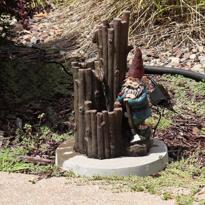 Sunnydaze Resting Gnome Outdoor Water Fountain with LED Lights - 17 in Image 3