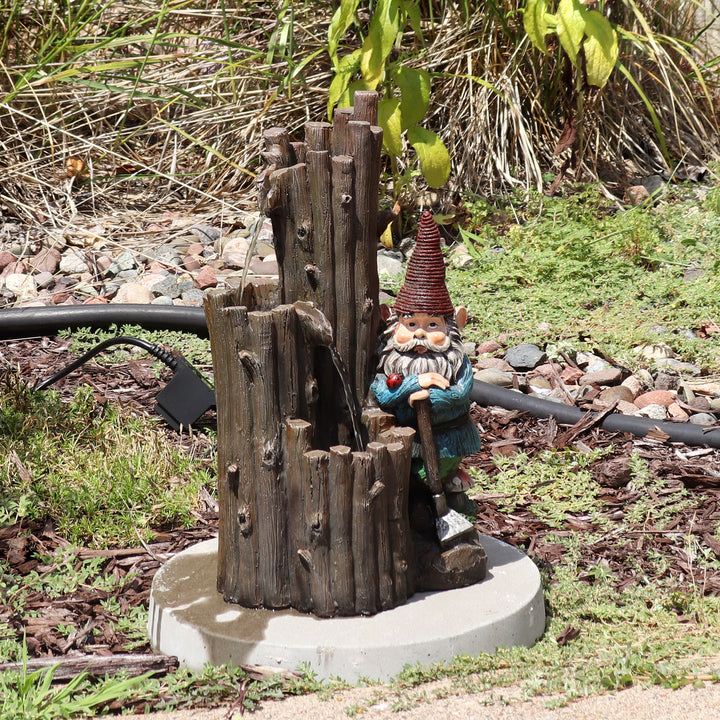 Sunnydaze Resting Gnome Outdoor Water Fountain with LED Lights - 17 in Image 4