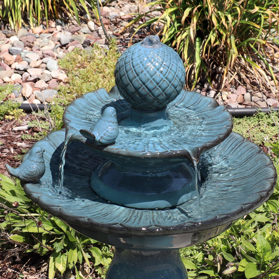 Sunnydaze Resting Birds Ceramic Outdoor 2-Tier Water Fountain Image 5