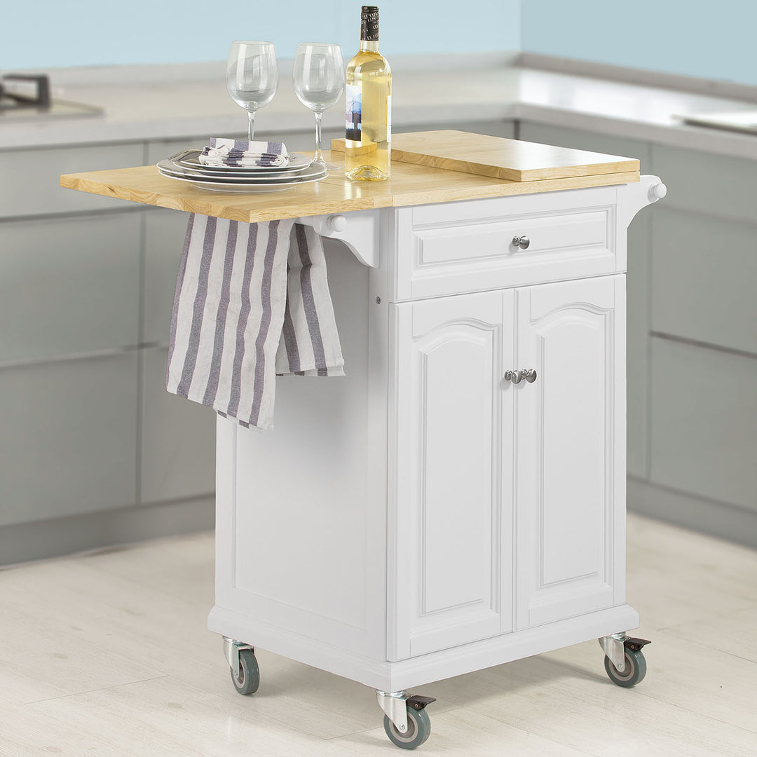 Haotian Kitchen Storage Trolley Serving Cart MDF White Foldable Worktop FKW36-WN Image 7