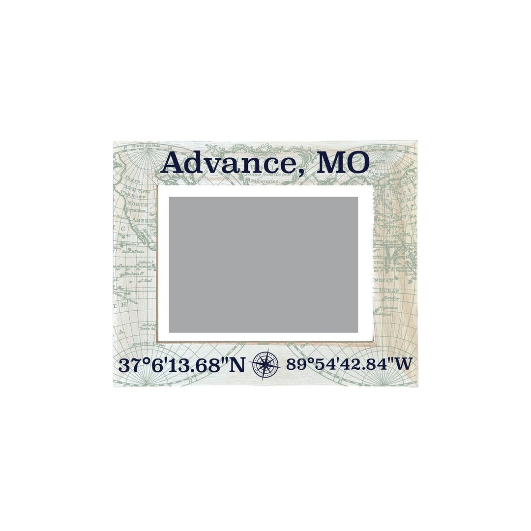 Advance Missouri Souvenir Wooden Photo Frame Compass Coordinates Design Matted to 4 x 6" Image 1