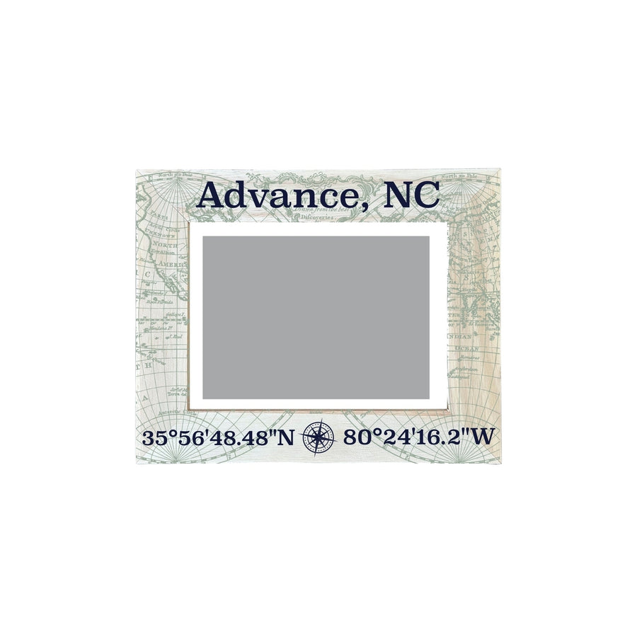 Advance North Carolina Souvenir Wooden Photo Frame Compass Coordinates Design Matted to 4 x 6" Image 1