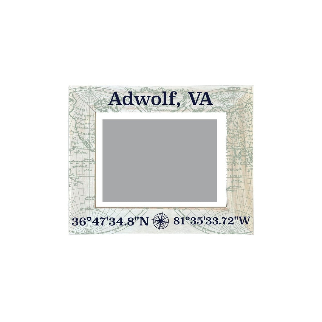 Adwolf Virginia Souvenir Wooden Photo Frame Compass Coordinates Design Matted to 4 x 6" Image 1