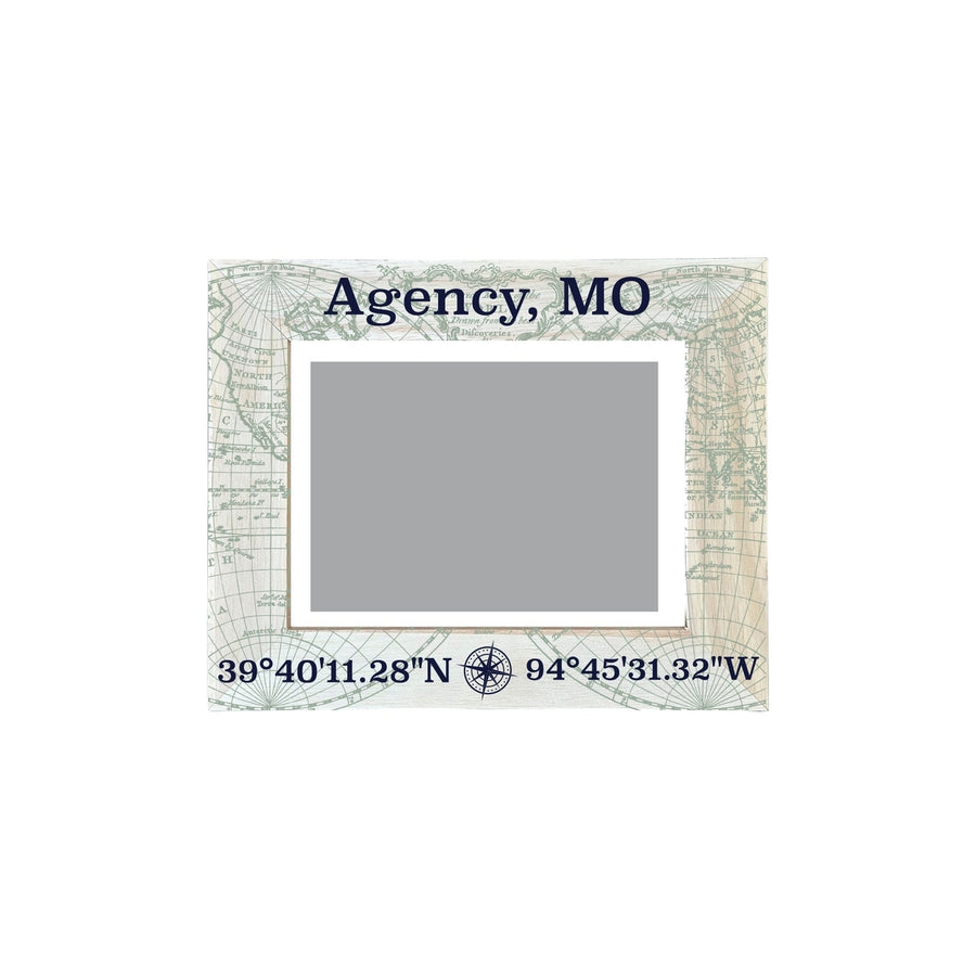 Agency Missouri Souvenir Wooden Photo Frame Compass Coordinates Design Matted to 4 x 6" Image 1