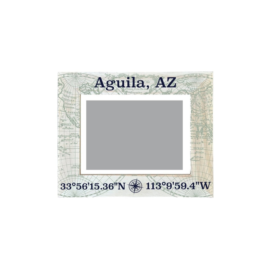 Aguila Arizona Souvenir Wooden Photo Frame Compass Coordinates Design Matted to 4 x 6" Image 1