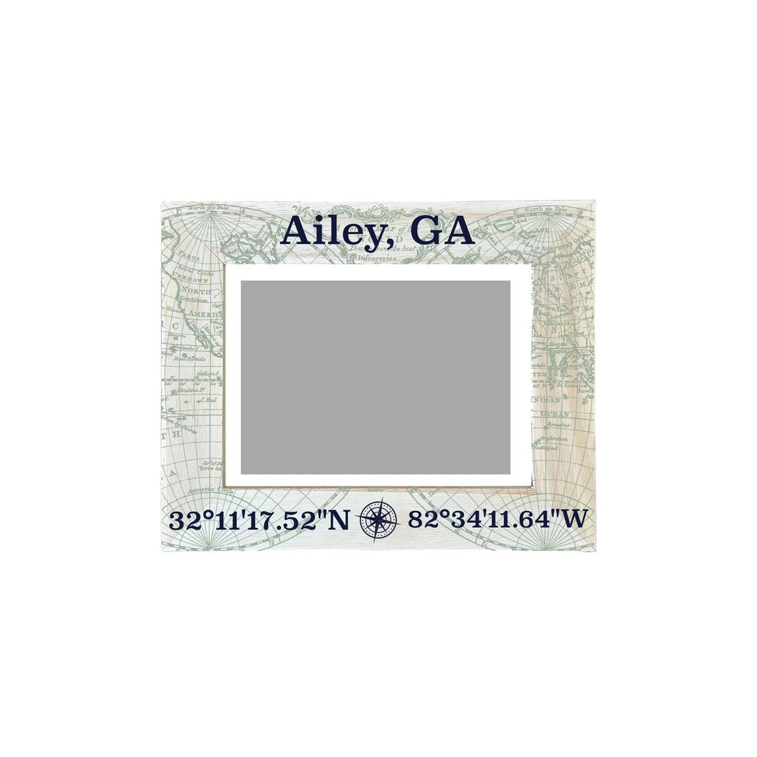 Ailey Georgia Souvenir Wooden Photo Frame Compass Coordinates Design Matted to 4 x 6" Image 1