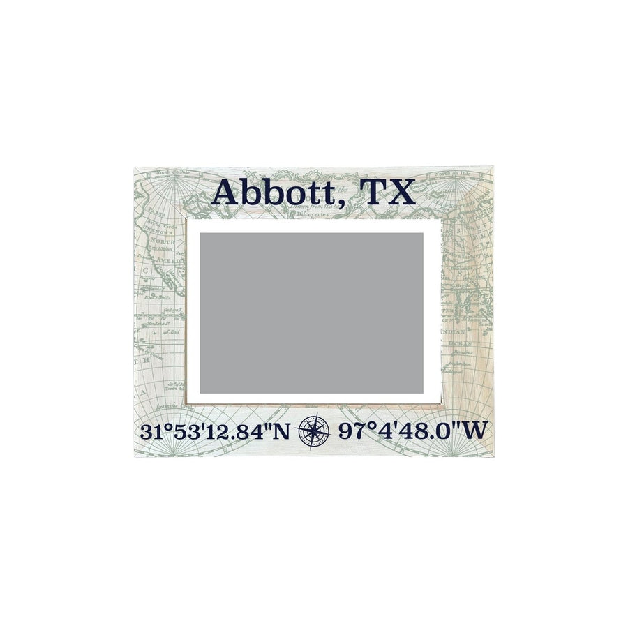 Abbott Texas Souvenir Wooden Photo Frame Compass Coordinates Design Matted to 4 x 6" Image 1