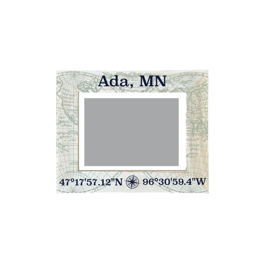 Ada Minnesota Souvenir Wooden Photo Frame Compass Coordinates Design Matted to 4 x 6" Image 1