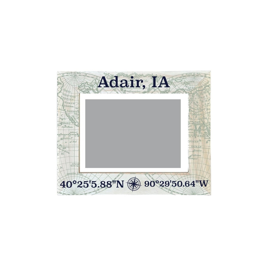 Adair Iowa Souvenir Wooden Photo Frame Compass Coordinates Design Matted to 4 x 6" Image 1