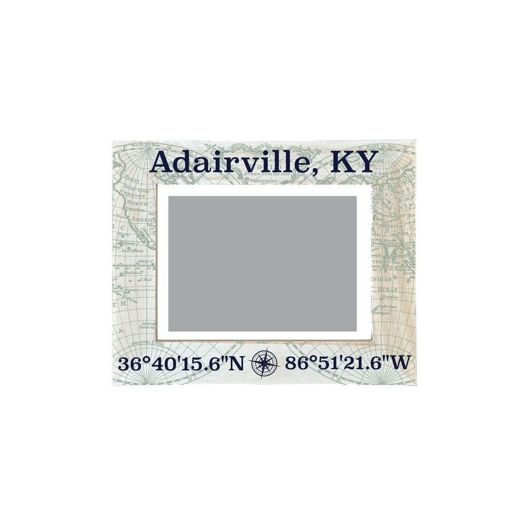 Adairville Kentucky Souvenir Wooden Photo Frame Compass Coordinates Design Matted to 4 x 6" Image 1