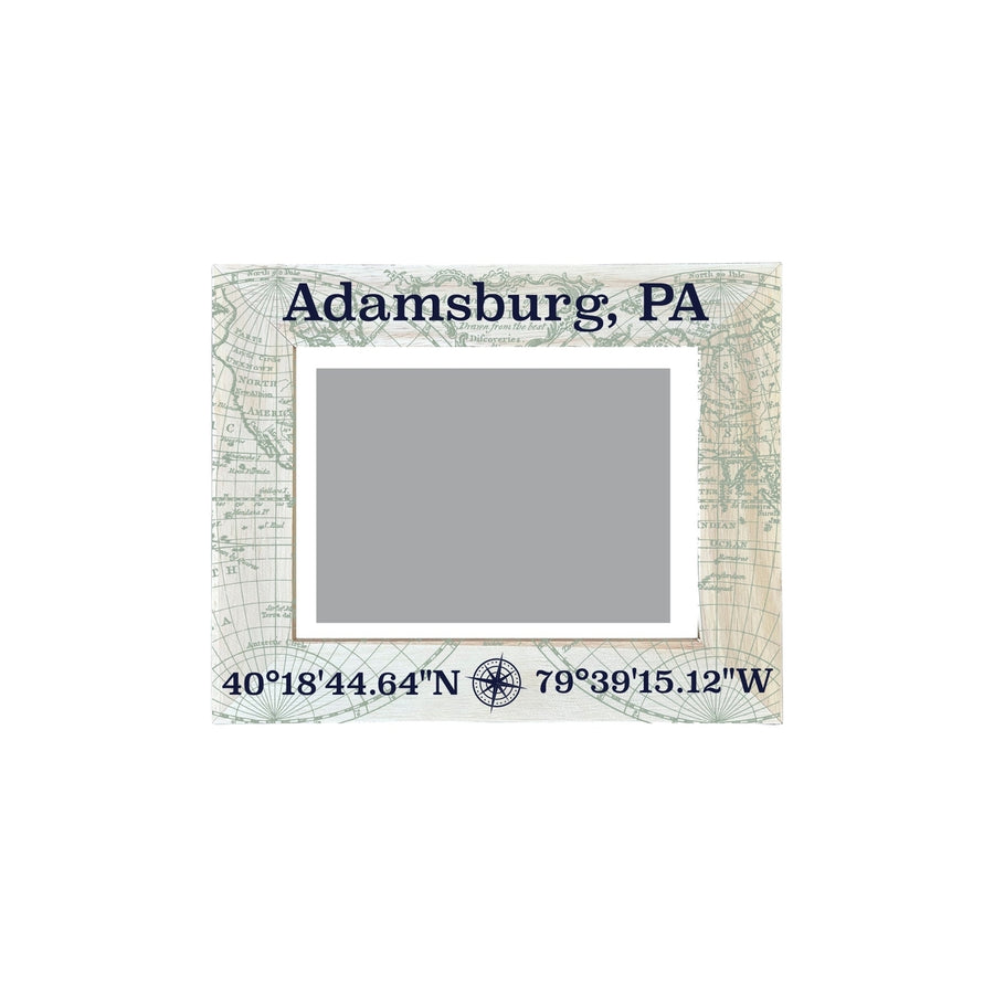 Adamsburg Pennsylvania Souvenir Wooden Photo Frame Compass Coordinates Design Matted to 4 x 6" Image 1