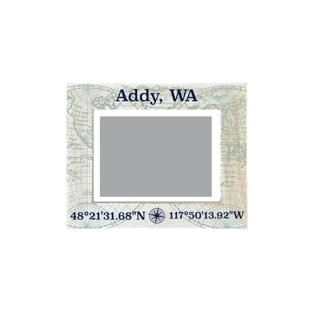 Addy Washington Souvenir Wooden Photo Frame Compass Coordinates Design Matted to 4 x 6" Image 1