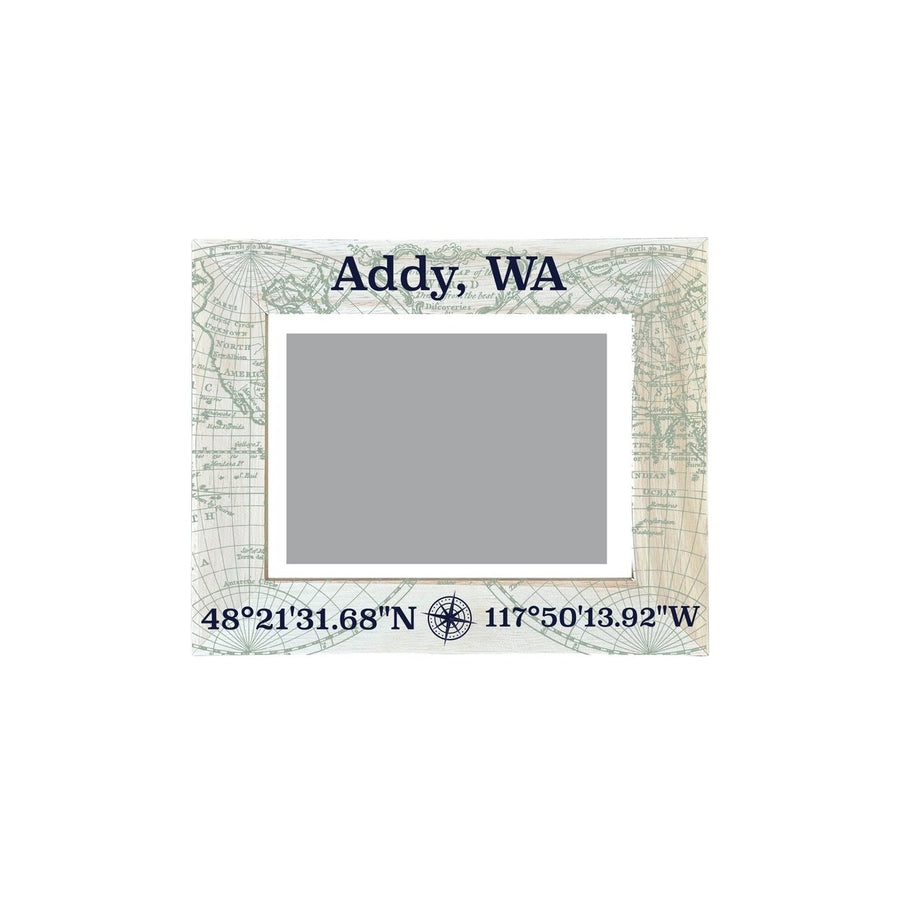 Addy Washington Souvenir Wooden Photo Frame Compass Coordinates Design Matted to 4 x 6" Image 1