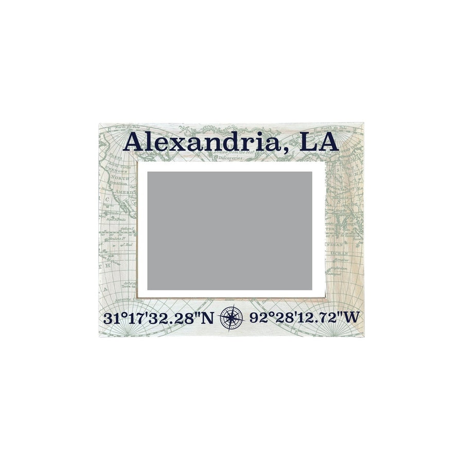 Alexandria Louisiana Souvenir Wooden Photo Frame Compass Coordinates Design Matted to 4 x 6" Image 1