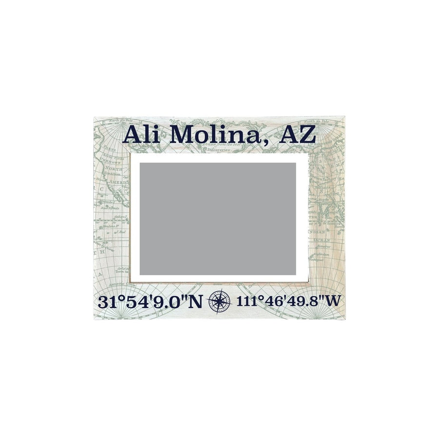 Ali Molina Arizona Souvenir Wooden Photo Frame Compass Coordinates Design Matted to 4 x 6" Image 1