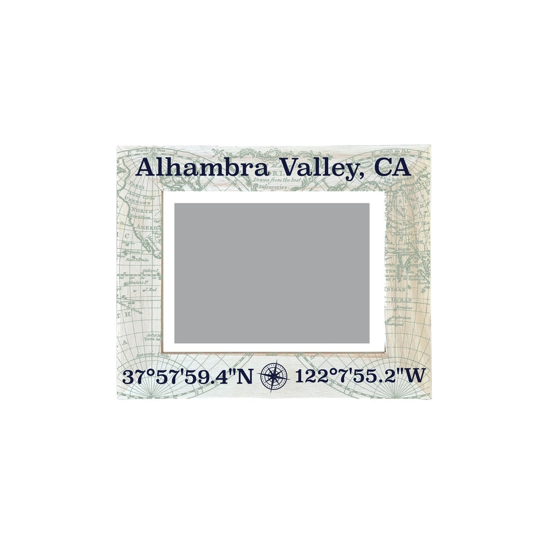 Alhambra Valley California Souvenir Wooden Photo Frame Compass Coordinates Design Matted to 4 x 6" Image 1