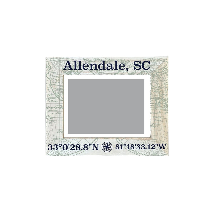 Allendale South Carolina Souvenir Wooden Photo Frame Compass Coordinates Design Matted to 4 x 6" Image 1